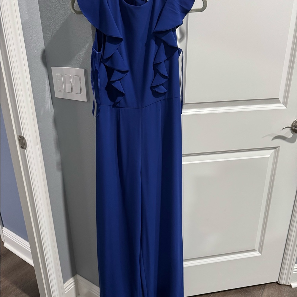 ANTONIO MELANI Blue Ruffled Jumpsuit